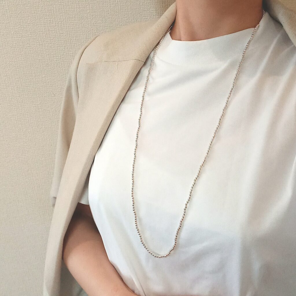 ナバホパール風 ボールチェーンネックレス